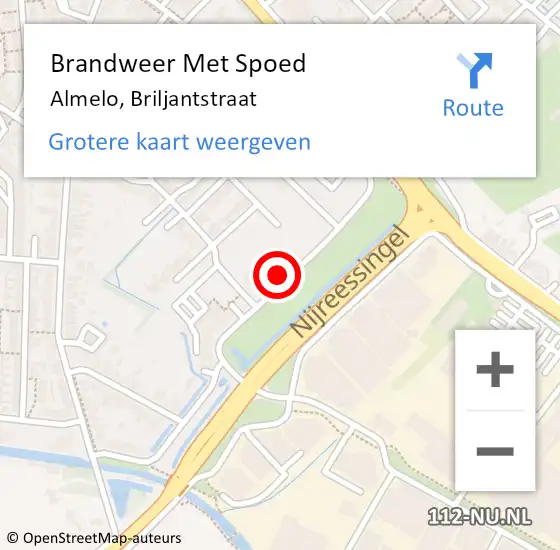 Locatie op kaart van de 112 melding: Brandweer Met Spoed Naar Almelo, Briljantstraat op 24 november 2023 09:18