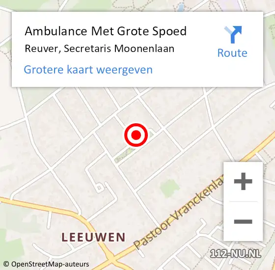 Locatie op kaart van de 112 melding: Ambulance Met Grote Spoed Naar Reuver, Secretaris Moonenlaan op 24 november 2023 09:19