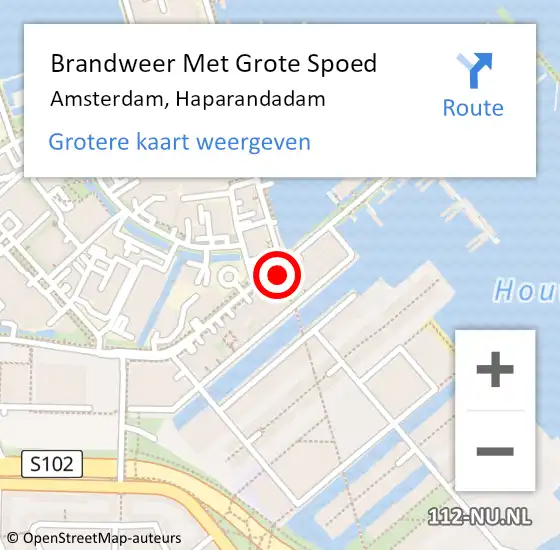 Locatie op kaart van de 112 melding: Brandweer Met Grote Spoed Naar Amsterdam, Haparandadam op 24 november 2023 09:20