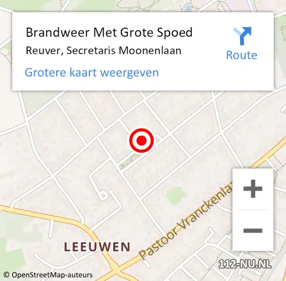 Locatie op kaart van de 112 melding: Brandweer Met Grote Spoed Naar Reuver, Secretaris Moonenlaan op 24 november 2023 09:20