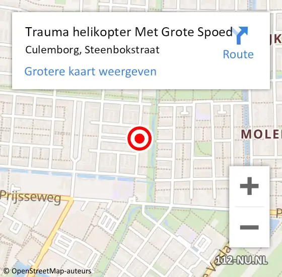 Locatie op kaart van de 112 melding: Trauma helikopter Met Grote Spoed Naar Culemborg, Steenbokstraat op 24 november 2023 09:21