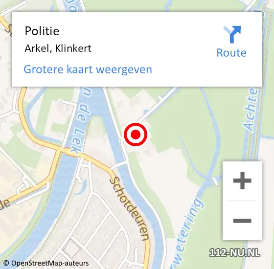 Locatie op kaart van de 112 melding: Politie Arkel, Klinkert op 24 november 2023 09:24