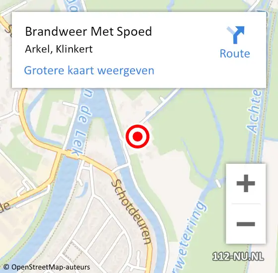 Locatie op kaart van de 112 melding: Brandweer Met Spoed Naar Arkel, Klinkert op 24 november 2023 09:24