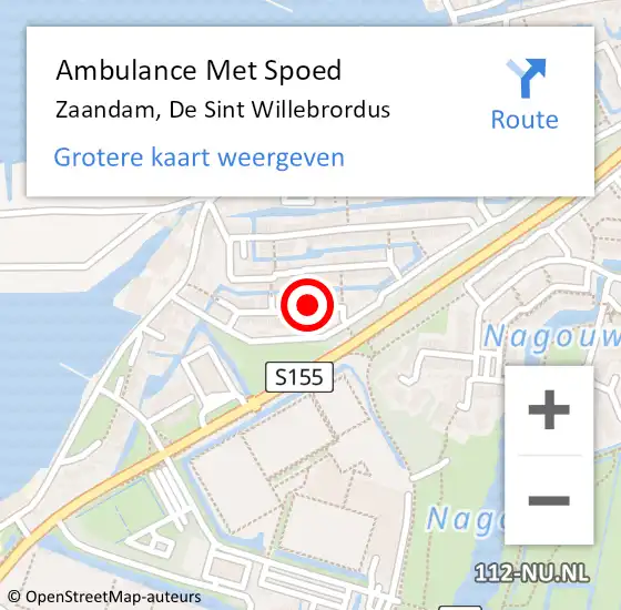 Locatie op kaart van de 112 melding: Ambulance Met Spoed Naar Zaandam, De Sint Willebrordus op 24 november 2023 09:25