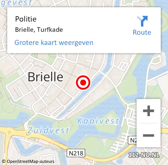 Locatie op kaart van de 112 melding: Politie Brielle, Turfkade op 24 november 2023 10:01