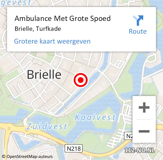Locatie op kaart van de 112 melding: Ambulance Met Grote Spoed Naar Brielle, Turfkade op 24 november 2023 10:01