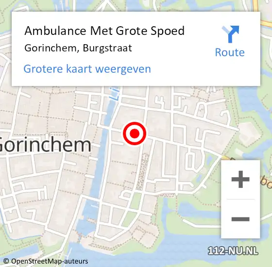 Locatie op kaart van de 112 melding: Ambulance Met Grote Spoed Naar Gorinchem, Burgstraat op 24 november 2023 10:11