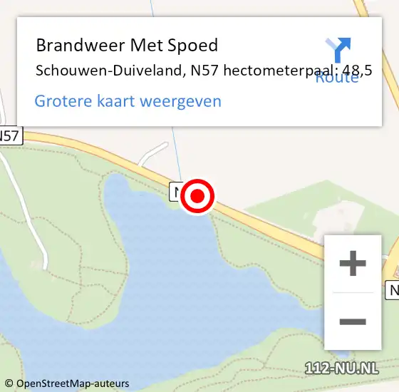 Locatie op kaart van de 112 melding: Brandweer Met Spoed Naar Schouwen-Duiveland, N57 hectometerpaal: 48,5 op 24 november 2023 10:33