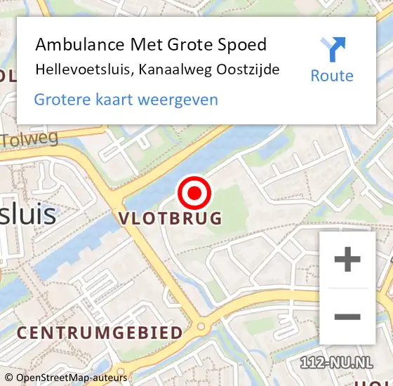 Locatie op kaart van de 112 melding: Ambulance Met Grote Spoed Naar Hellevoetsluis, Kanaalweg Oostzijde op 24 november 2023 10:45