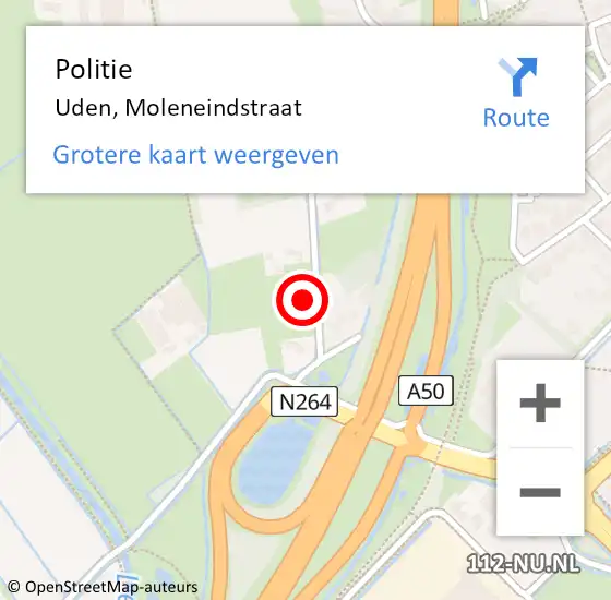 Locatie op kaart van de 112 melding: Politie Uden, Moleneindstraat op 24 november 2023 10:52