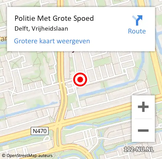 Locatie op kaart van de 112 melding: Politie Met Grote Spoed Naar Delft, Vrijheidslaan op 24 november 2023 10:56