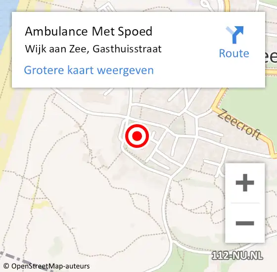 Locatie op kaart van de 112 melding: Ambulance Met Spoed Naar Wijk aan Zee, Gasthuisstraat op 24 november 2023 11:13