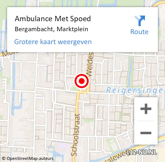 Locatie op kaart van de 112 melding: Ambulance Met Spoed Naar Bergambacht, Marktplein op 24 november 2023 11:15