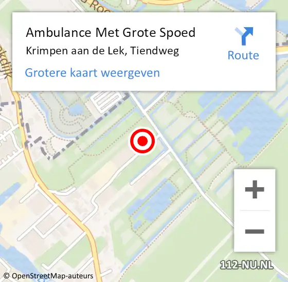 Locatie op kaart van de 112 melding: Ambulance Met Grote Spoed Naar Krimpen aan de Lek, Tiendweg op 24 november 2023 11:29