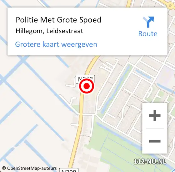 Locatie op kaart van de 112 melding: Politie Met Grote Spoed Naar Hillegom, Leidsestraat op 24 november 2023 11:34