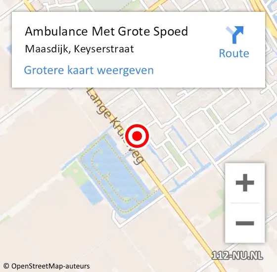 Locatie op kaart van de 112 melding: Ambulance Met Grote Spoed Naar Maasdijk, Keyserstraat op 24 november 2023 11:36