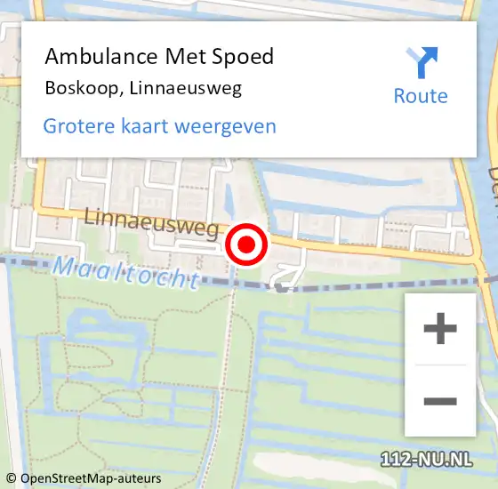 Locatie op kaart van de 112 melding: Ambulance Met Spoed Naar Boskoop, Linnaeusweg op 24 november 2023 12:16