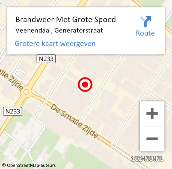 Locatie op kaart van de 112 melding: Brandweer Met Grote Spoed Naar Veenendaal, Generatorstraat op 24 november 2023 12:20