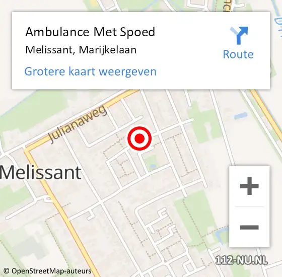 Locatie op kaart van de 112 melding: Ambulance Met Spoed Naar Melissant, Marijkelaan op 24 november 2023 12:30