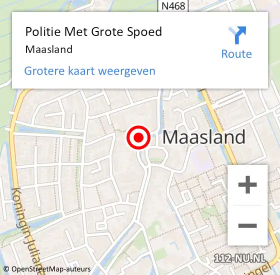 Locatie op kaart van de 112 melding: Politie Met Grote Spoed Naar Maasland op 24 november 2023 12:35