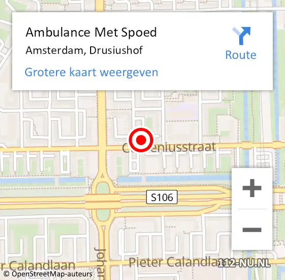 Locatie op kaart van de 112 melding: Ambulance Met Spoed Naar Amsterdam, Drusiushof op 24 november 2023 12:35