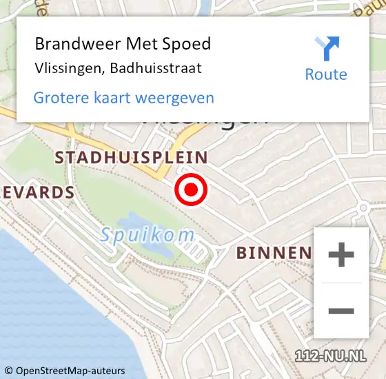 Locatie op kaart van de 112 melding: Brandweer Met Spoed Naar Vlissingen, Badhuisstraat op 24 november 2023 12:45