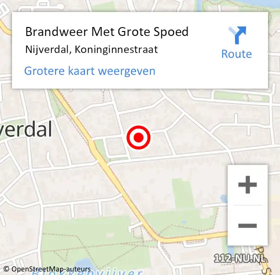 Locatie op kaart van de 112 melding: Brandweer Met Grote Spoed Naar Nijverdal, Koninginnestraat op 24 november 2023 13:07