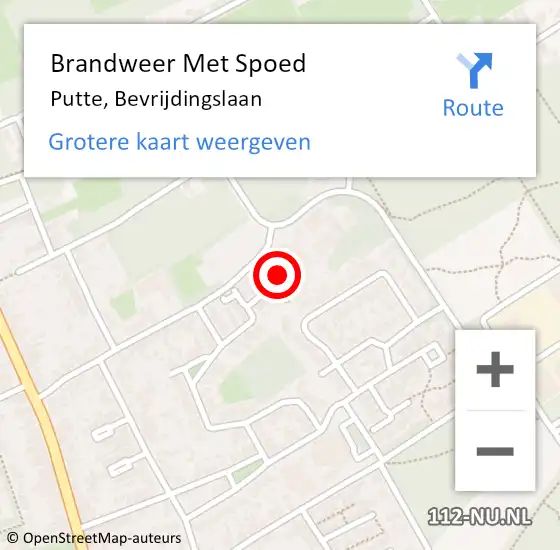 Locatie op kaart van de 112 melding: Brandweer Met Spoed Naar Putte, Bevrijdingslaan op 24 november 2023 13:12