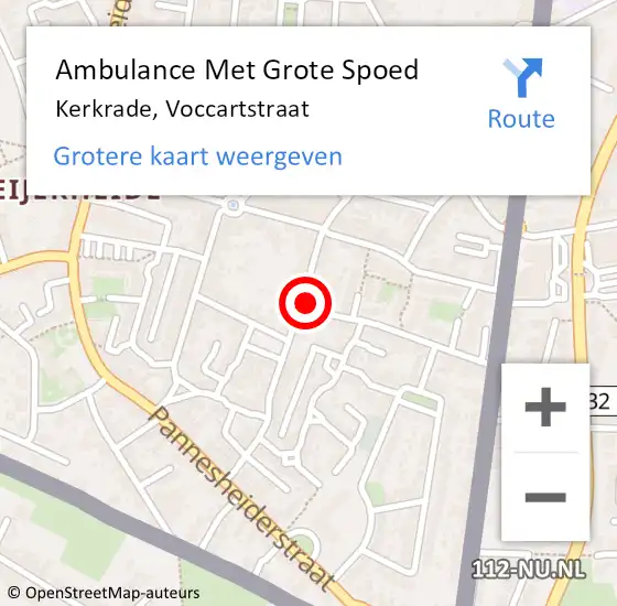 Locatie op kaart van de 112 melding: Ambulance Met Grote Spoed Naar Kerkrade, Voccartstraat op 16 september 2014 12:35