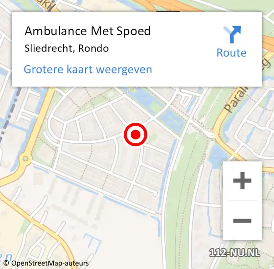 Locatie op kaart van de 112 melding: Ambulance Met Spoed Naar Sliedrecht, Rondo op 24 november 2023 13:32