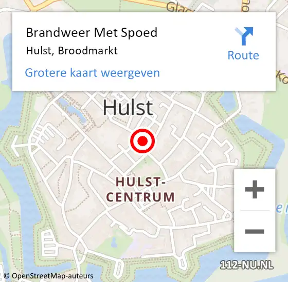 Locatie op kaart van de 112 melding: Brandweer Met Spoed Naar Hulst, Broodmarkt op 24 november 2023 13:36