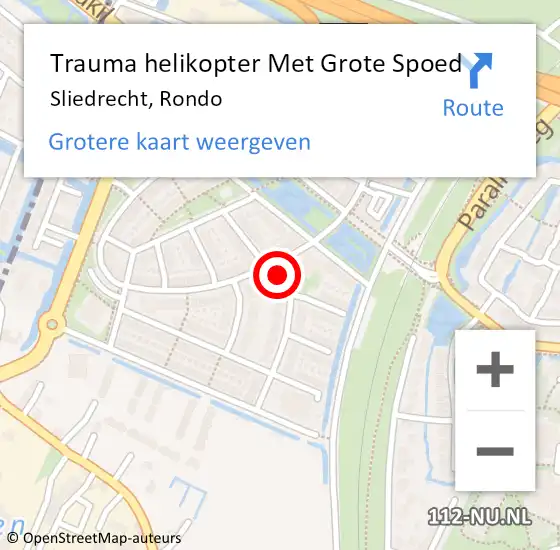 Locatie op kaart van de 112 melding: Trauma helikopter Met Grote Spoed Naar Sliedrecht, Rondo op 24 november 2023 13:45