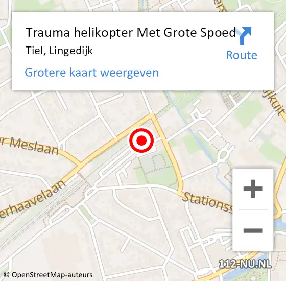 Locatie op kaart van de 112 melding: Trauma helikopter Met Grote Spoed Naar Tiel, Lingedijk op 24 november 2023 14:02