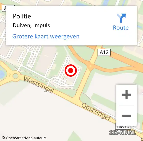 Locatie op kaart van de 112 melding: Politie Duiven, Impuls op 24 november 2023 14:15