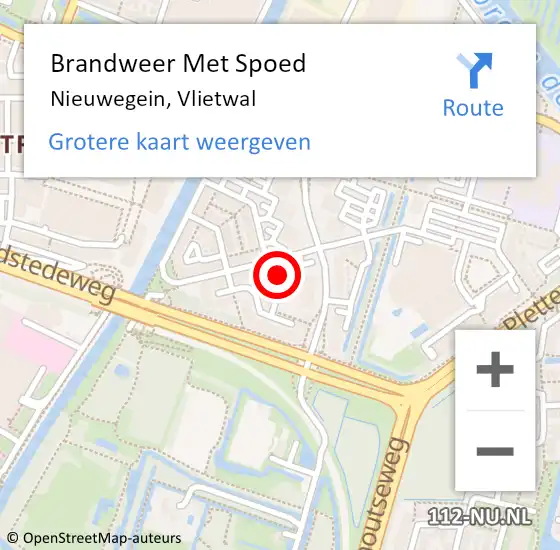 Locatie op kaart van de 112 melding: Brandweer Met Spoed Naar Nieuwegein, Vlietwal op 24 november 2023 14:28