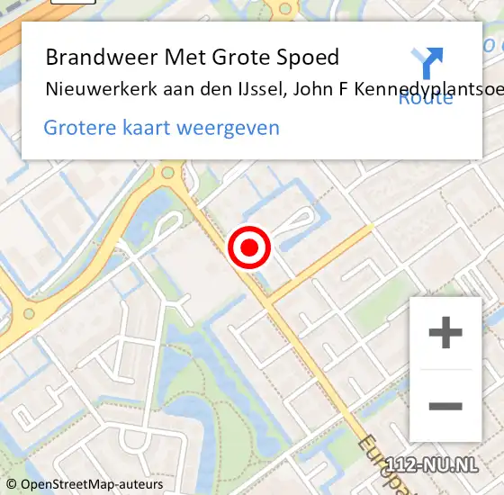 Locatie op kaart van de 112 melding: Brandweer Met Grote Spoed Naar Nieuwerkerk aan den IJssel, John F Kennedyplantsoen op 24 november 2023 14:46