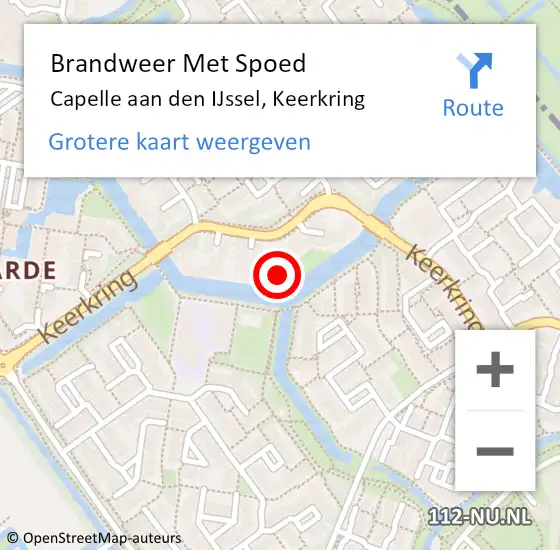 Locatie op kaart van de 112 melding: Brandweer Met Spoed Naar Capelle aan den IJssel, Keerkring op 24 november 2023 14:51