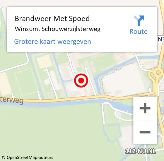 Locatie op kaart van de 112 melding: Brandweer Met Spoed Naar Winsum, Schouwerzijlsterweg op 24 november 2023 15:18
