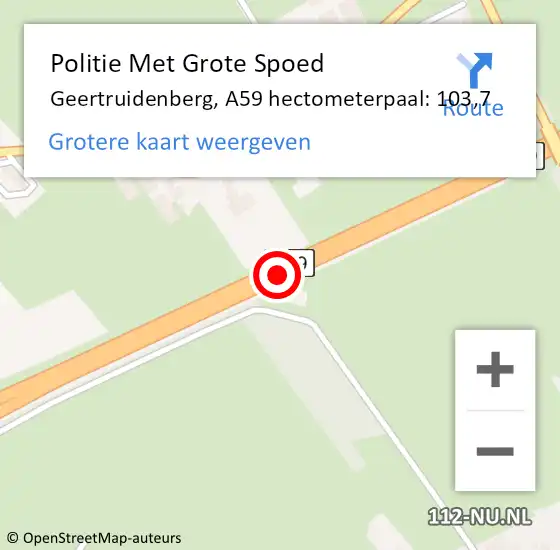 Locatie op kaart van de 112 melding: Politie Met Grote Spoed Naar Geertruidenberg, A59 hectometerpaal: 103,7 op 24 november 2023 15:22