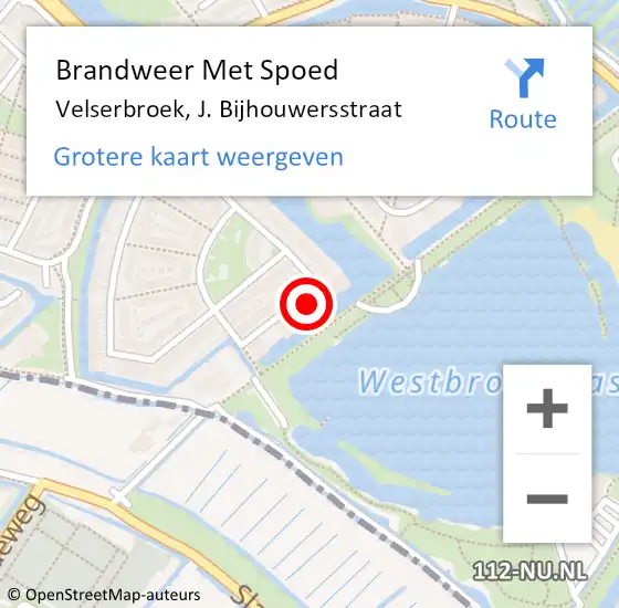 Locatie op kaart van de 112 melding: Brandweer Met Spoed Naar Velserbroek, J. Bijhouwersstraat op 24 november 2023 15:32