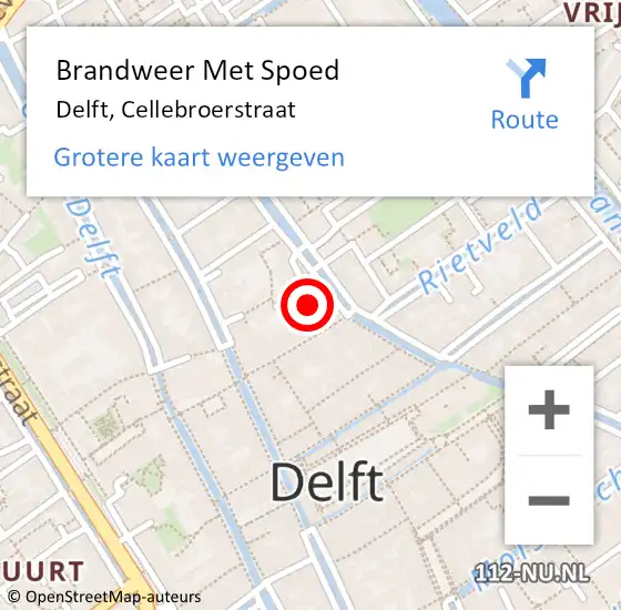 Locatie op kaart van de 112 melding: Brandweer Met Spoed Naar Delft, Cellebroerstraat op 24 november 2023 15:40