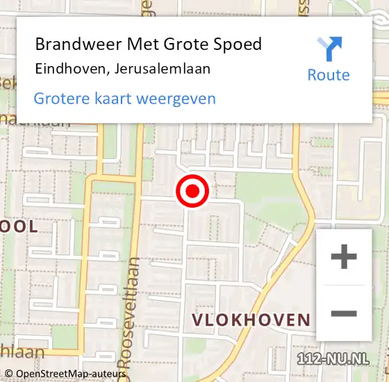 Locatie op kaart van de 112 melding: Brandweer Met Grote Spoed Naar Eindhoven, Jerusalemlaan op 24 november 2023 15:42