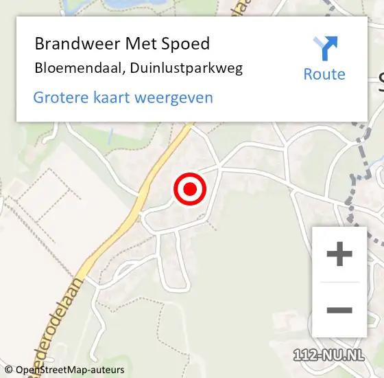 Locatie op kaart van de 112 melding: Brandweer Met Spoed Naar Bloemendaal, Duinlustparkweg op 24 november 2023 15:43