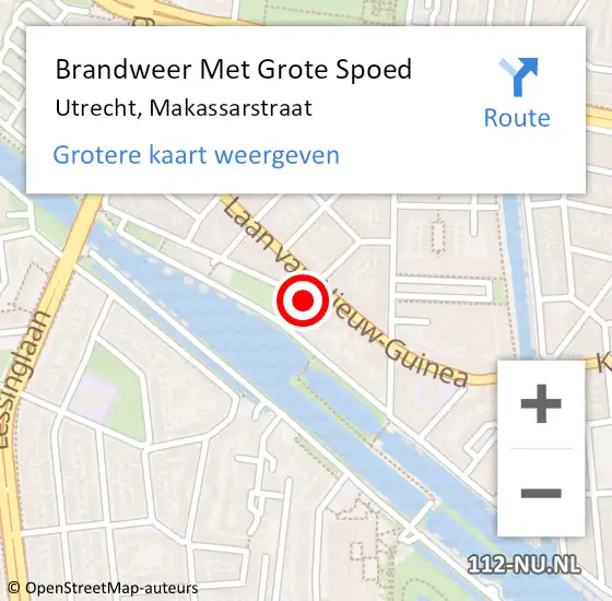 Locatie op kaart van de 112 melding: Brandweer Met Grote Spoed Naar Utrecht, Makassarstraat op 24 november 2023 15:44