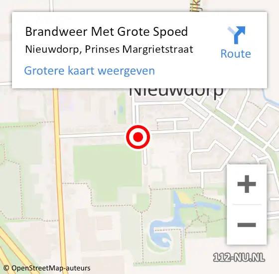 Locatie op kaart van de 112 melding: Brandweer Met Grote Spoed Naar Nieuwdorp, Prinses Margrietstraat op 24 november 2023 16:11