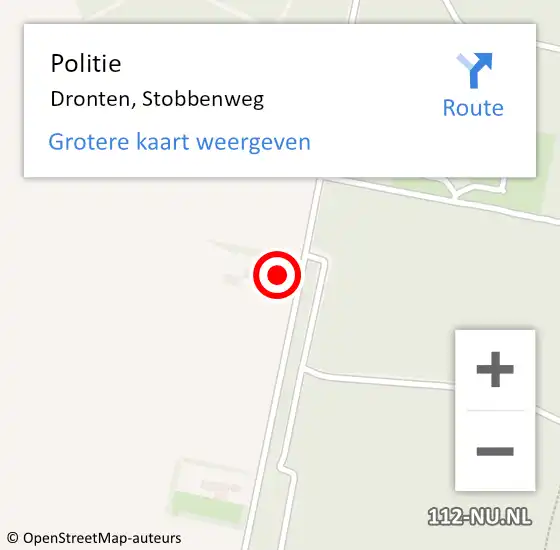Locatie op kaart van de 112 melding: Politie Dronten, Stobbenweg op 24 november 2023 16:15