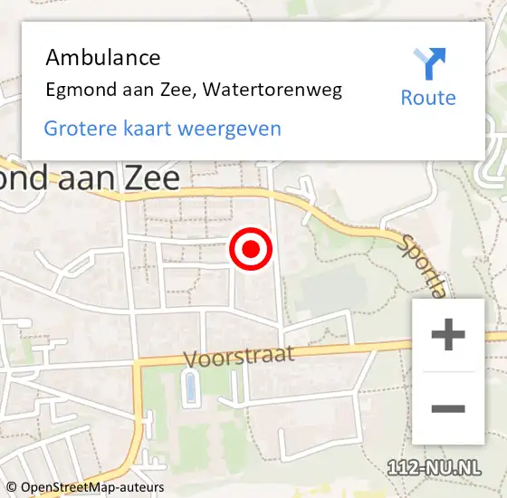Locatie op kaart van de 112 melding: Ambulance Egmond aan Zee, Watertorenweg op 24 november 2023 16:21