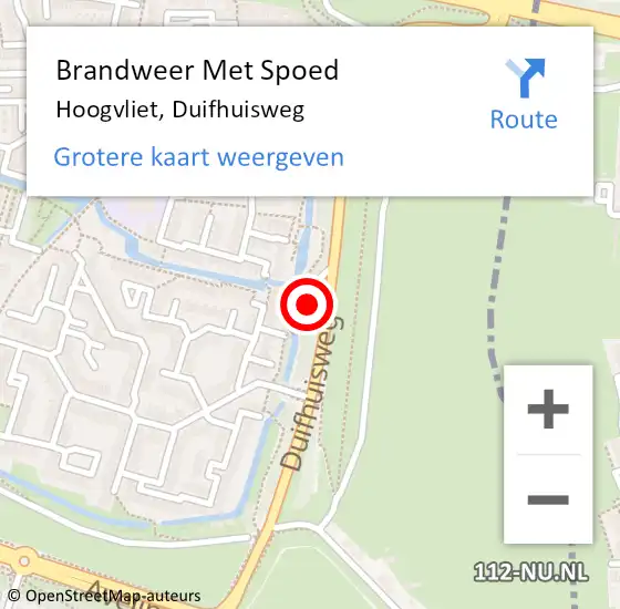 Locatie op kaart van de 112 melding: Brandweer Met Spoed Naar Hoogvliet, Duifhuisweg op 24 november 2023 16:38