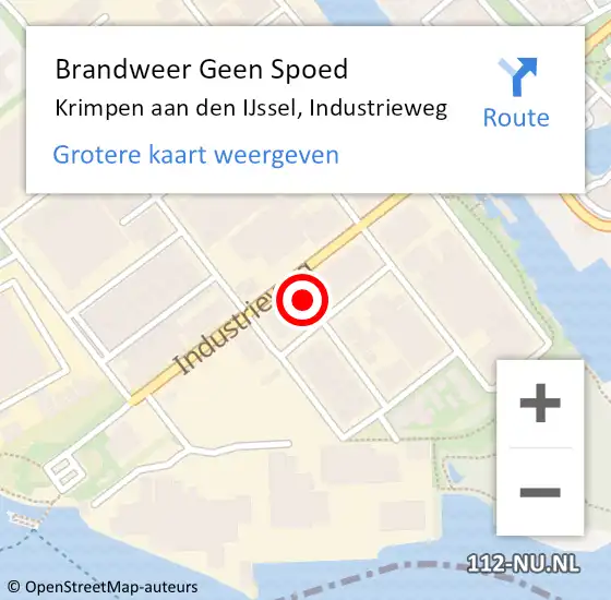 Locatie op kaart van de 112 melding: Brandweer Geen Spoed Naar Krimpen aan den IJssel, Industrieweg op 24 november 2023 16:45