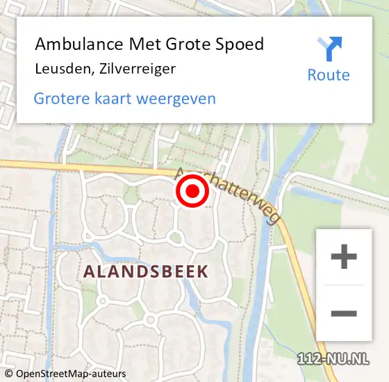 Locatie op kaart van de 112 melding: Ambulance Met Grote Spoed Naar Leusden, Zilverreiger op 16 september 2014 13:04